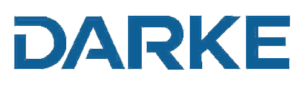 DARKE brand logo, blue text logo with transparent background